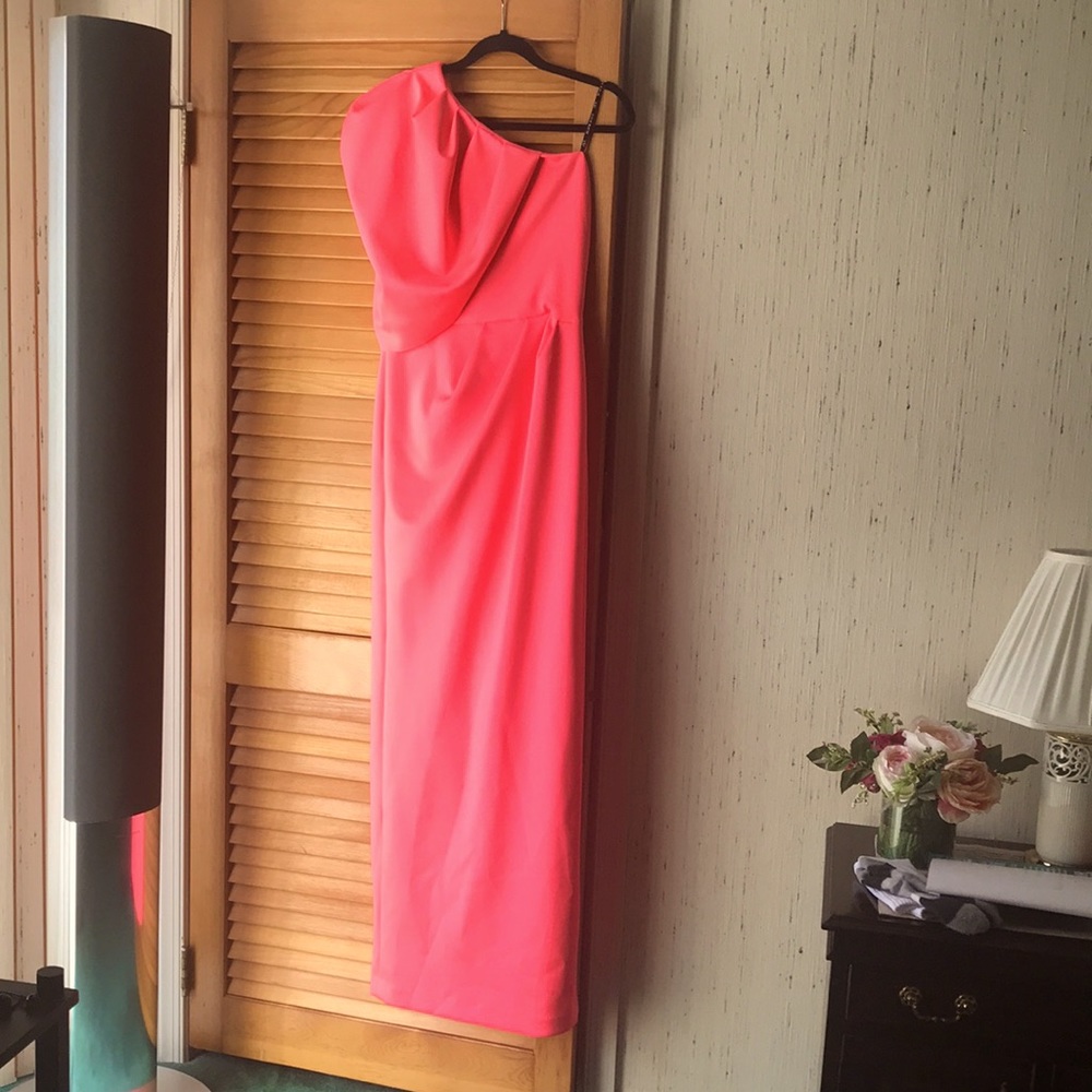 Black Halo Eve Neon Coral Gown